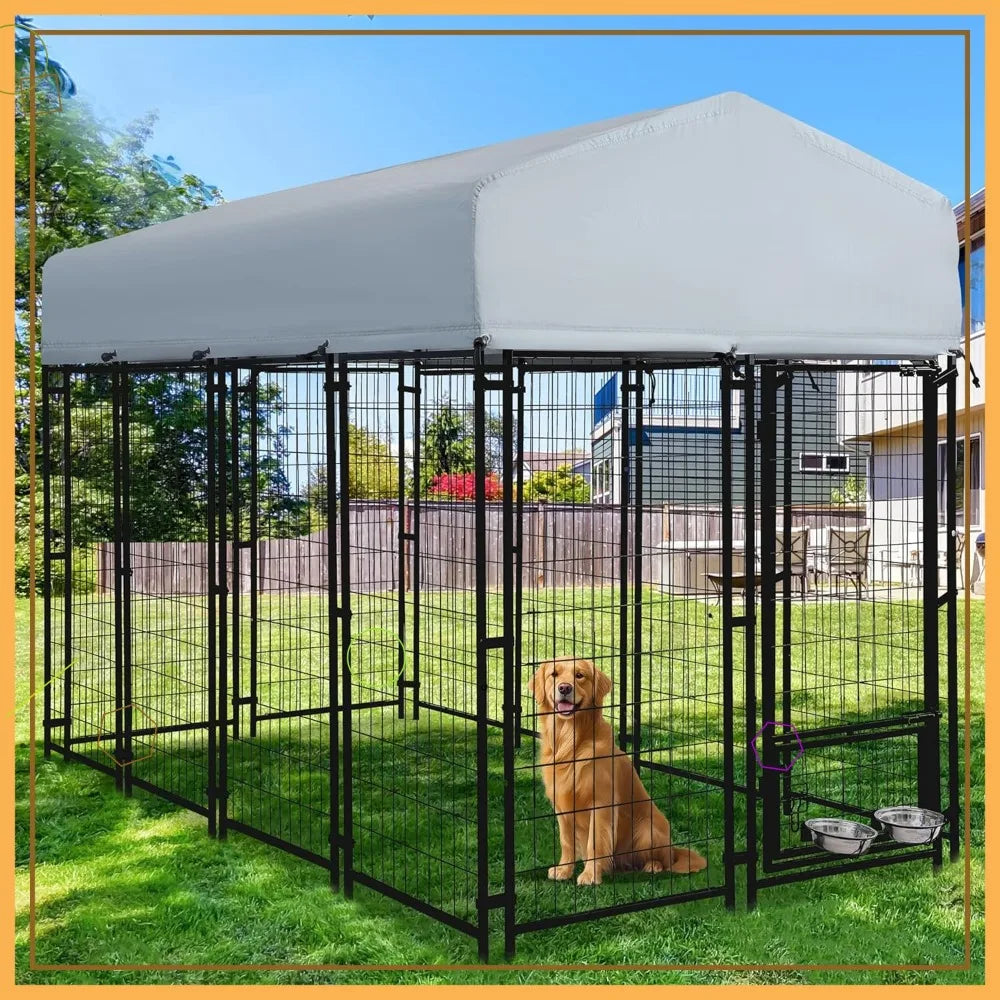 Heavy Duty Outdoor Dog Kennel with Roof
