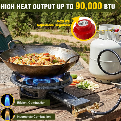 Heavy Duty Cast Iron Outdoor Wok Burner, Portable Gas Cooker