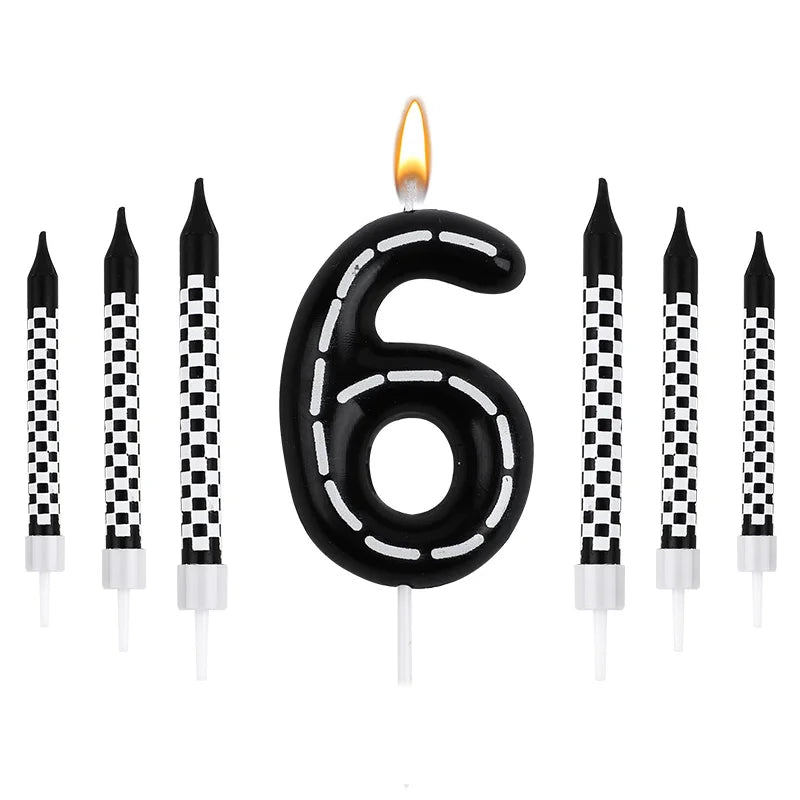 Birthday Candles Black White Checkered