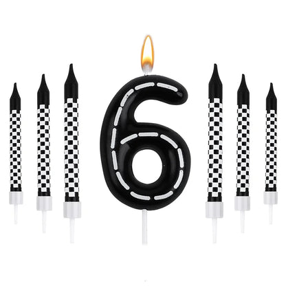 Birthday Candles Black White Checkered