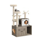 Cat Tower with Litter Box Enclosure,  with Scratching Posts, Hammock & Perches,