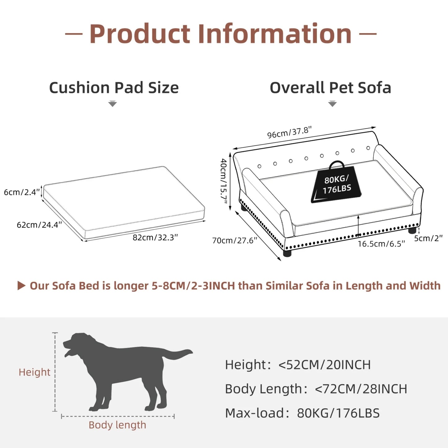 Elevated Dog Sofa for Medium to Large Dogs
