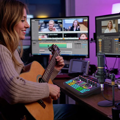 Podcast Equipment Bundle, Condenser Microphone for  Audio Mixer