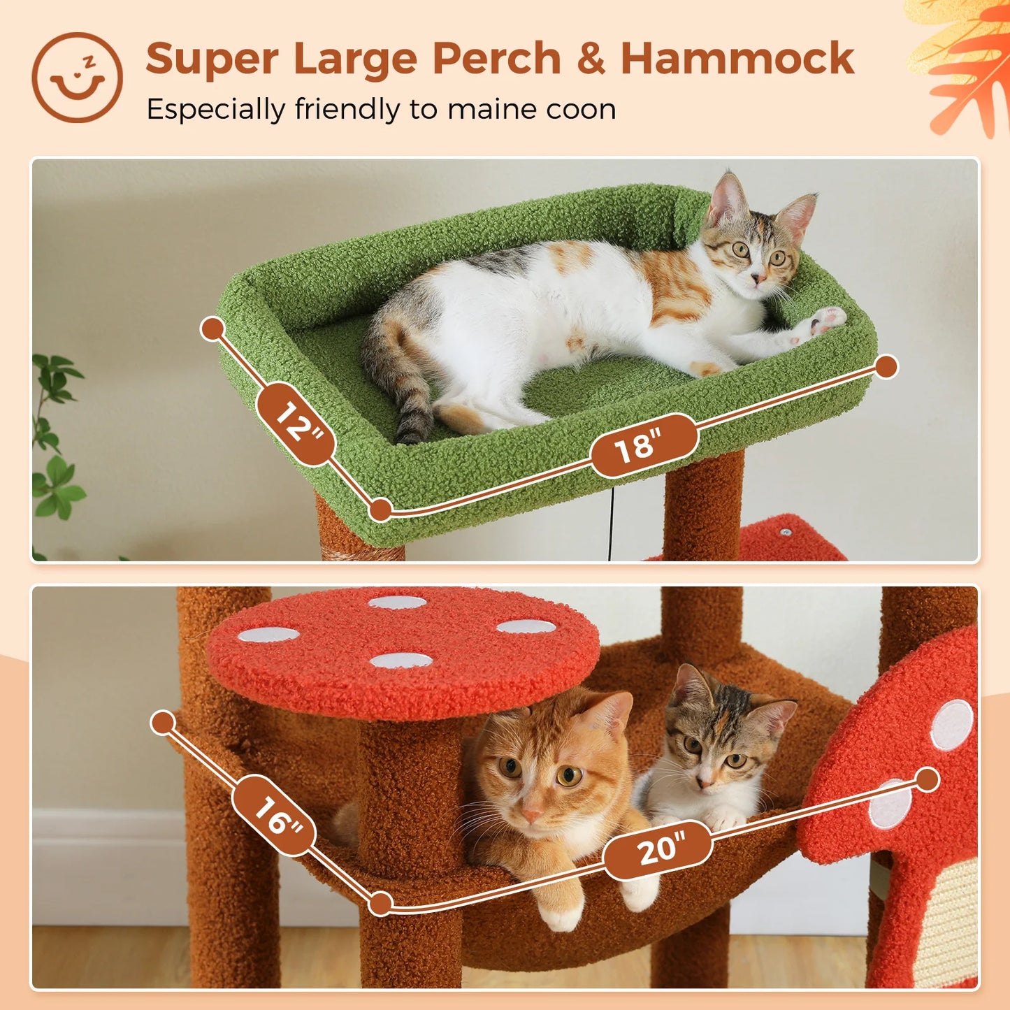 Cat Tree with Scratching Posts, Cat Condo, Hammock