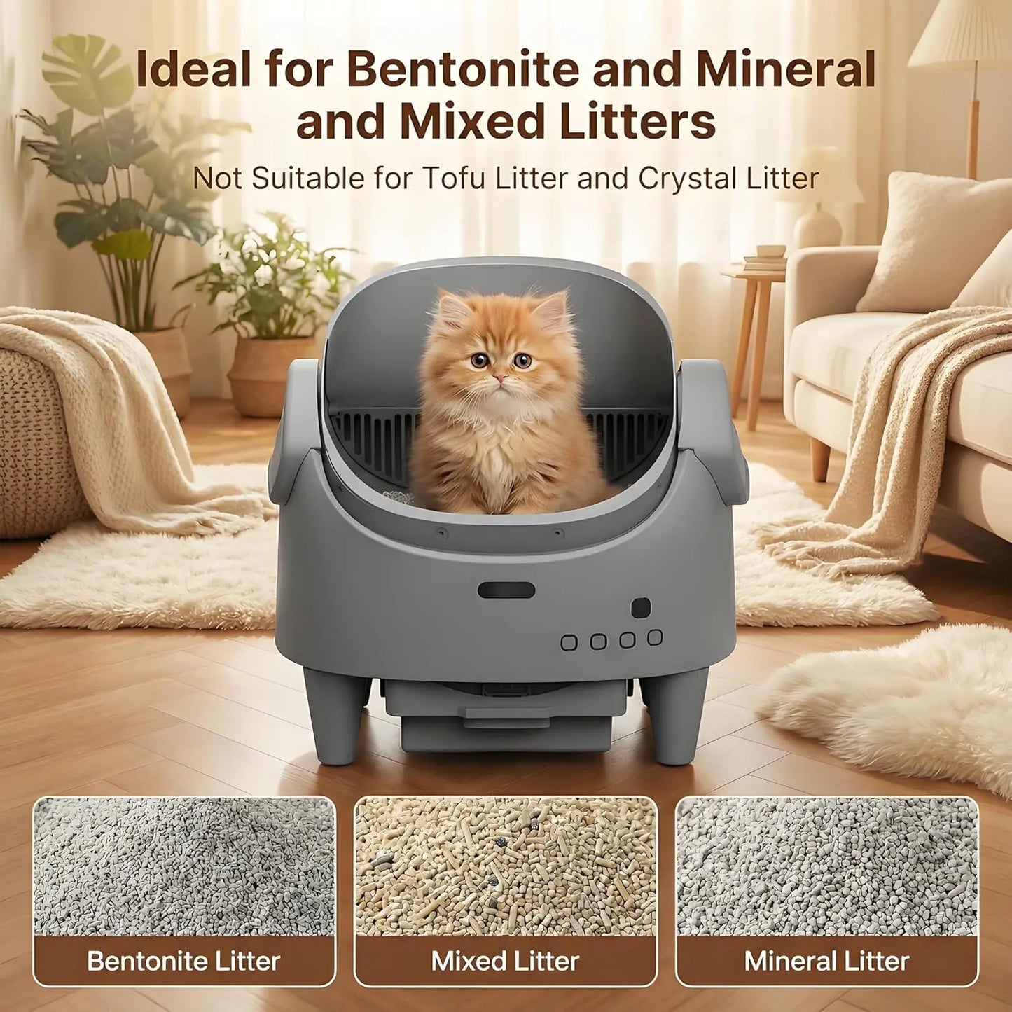 Automatic Cat Litter, Self-Cleaning WiFi App Control