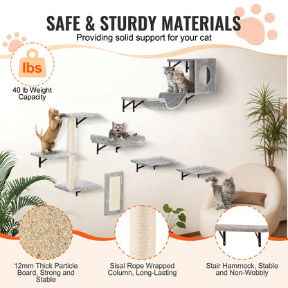 Wall Mounted Cat Shelves with Jumping Boards