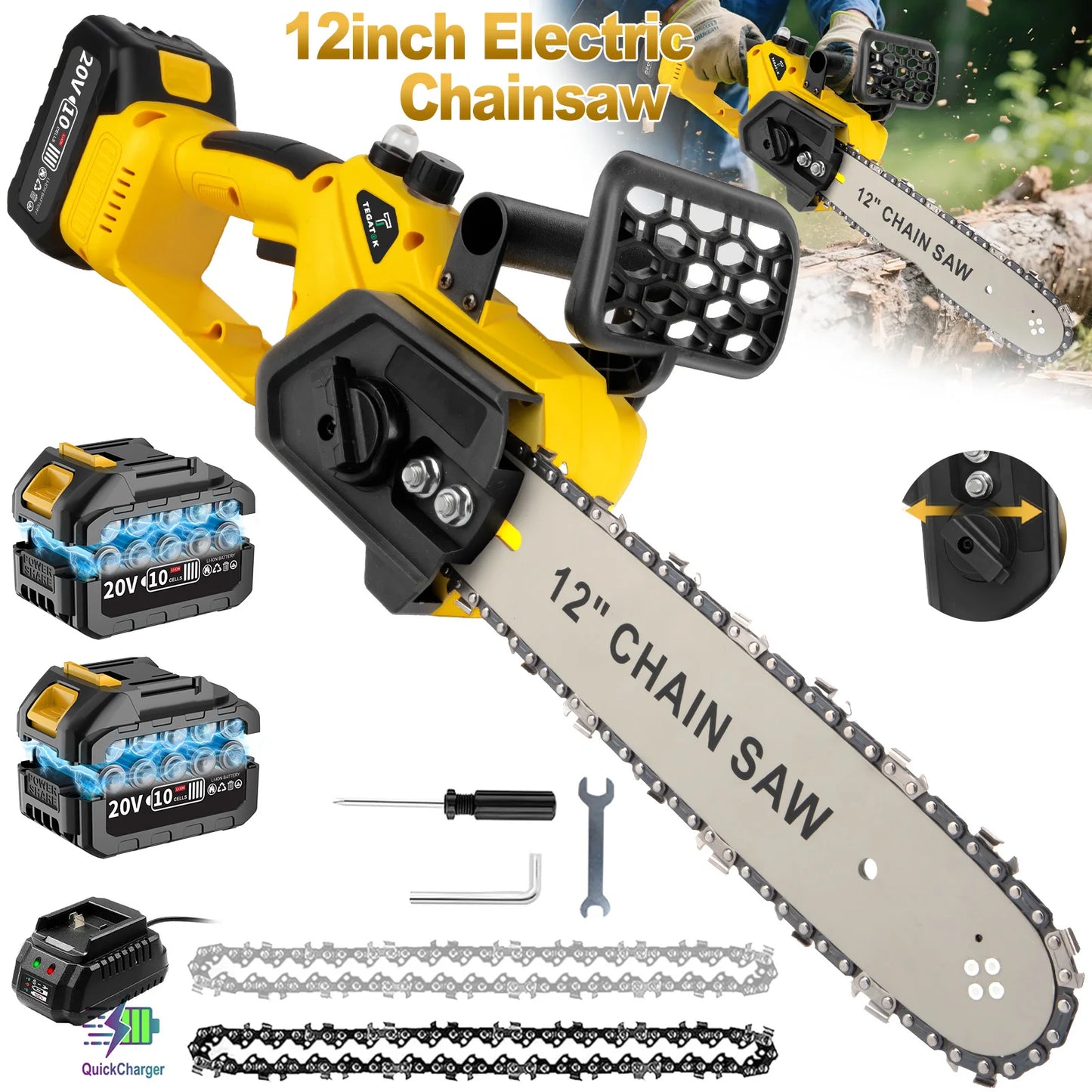 12 Inch  Chainsaw Handheld Electric  with Batteries