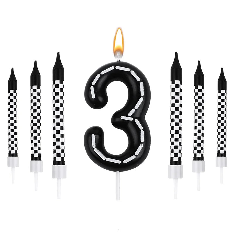 Birthday Candles Black White Checkered