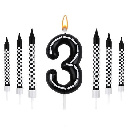 Birthday Candles Black White Checkered