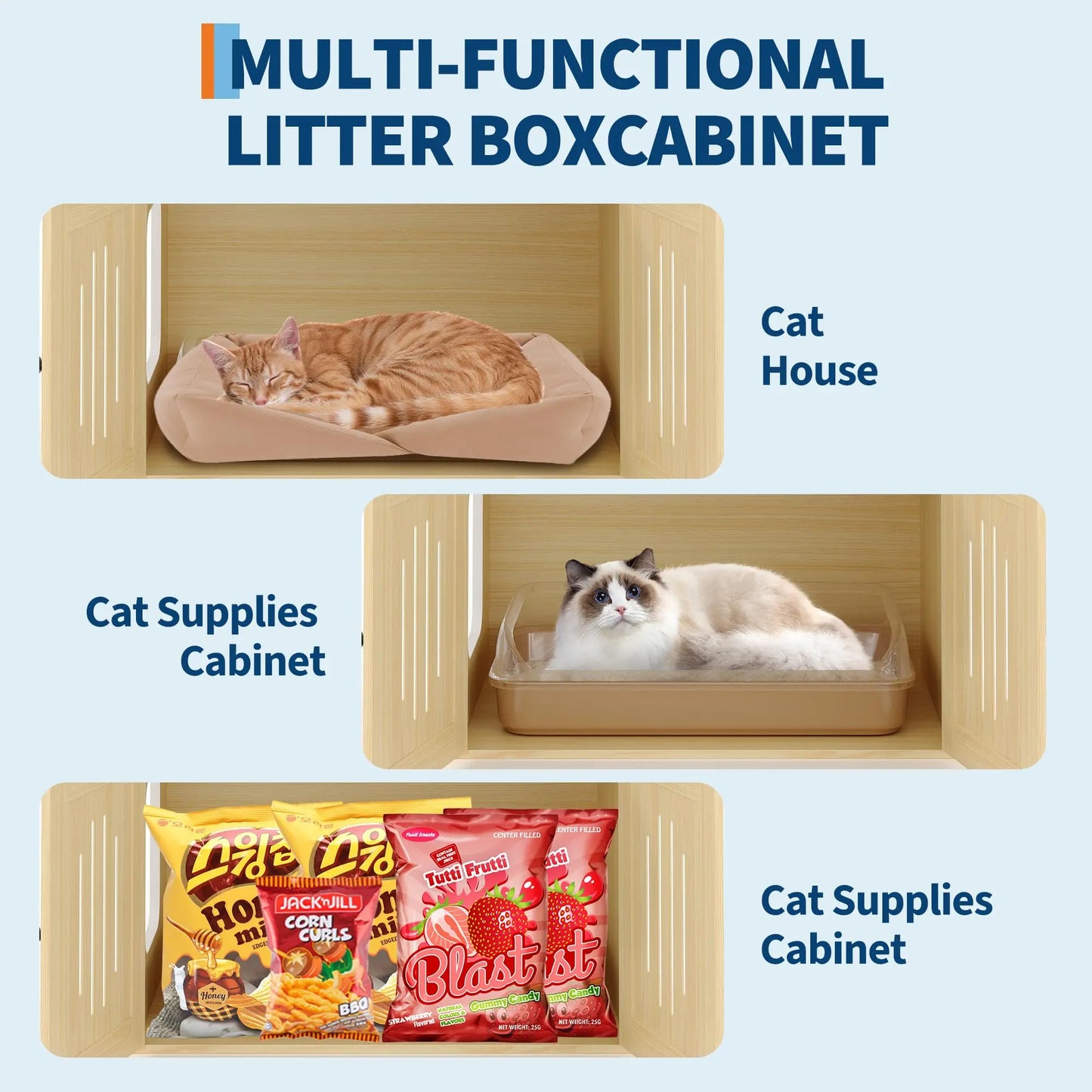 Cat Tree With Litter Box Enclosure, Sisal Scratching Posts And Hammock