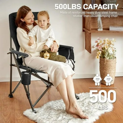Oversized Folding Camping Chair with Adjustable Lumbar Support