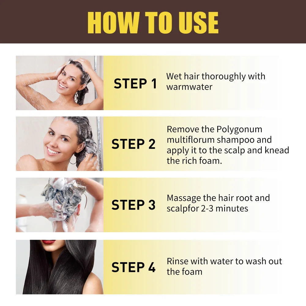 Hair color shampoo instantly from white to brown