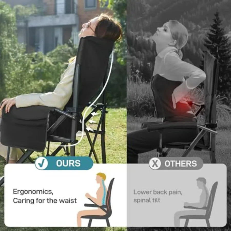 Oversized Folding Camping Chair with Adjustable Lumbar Support