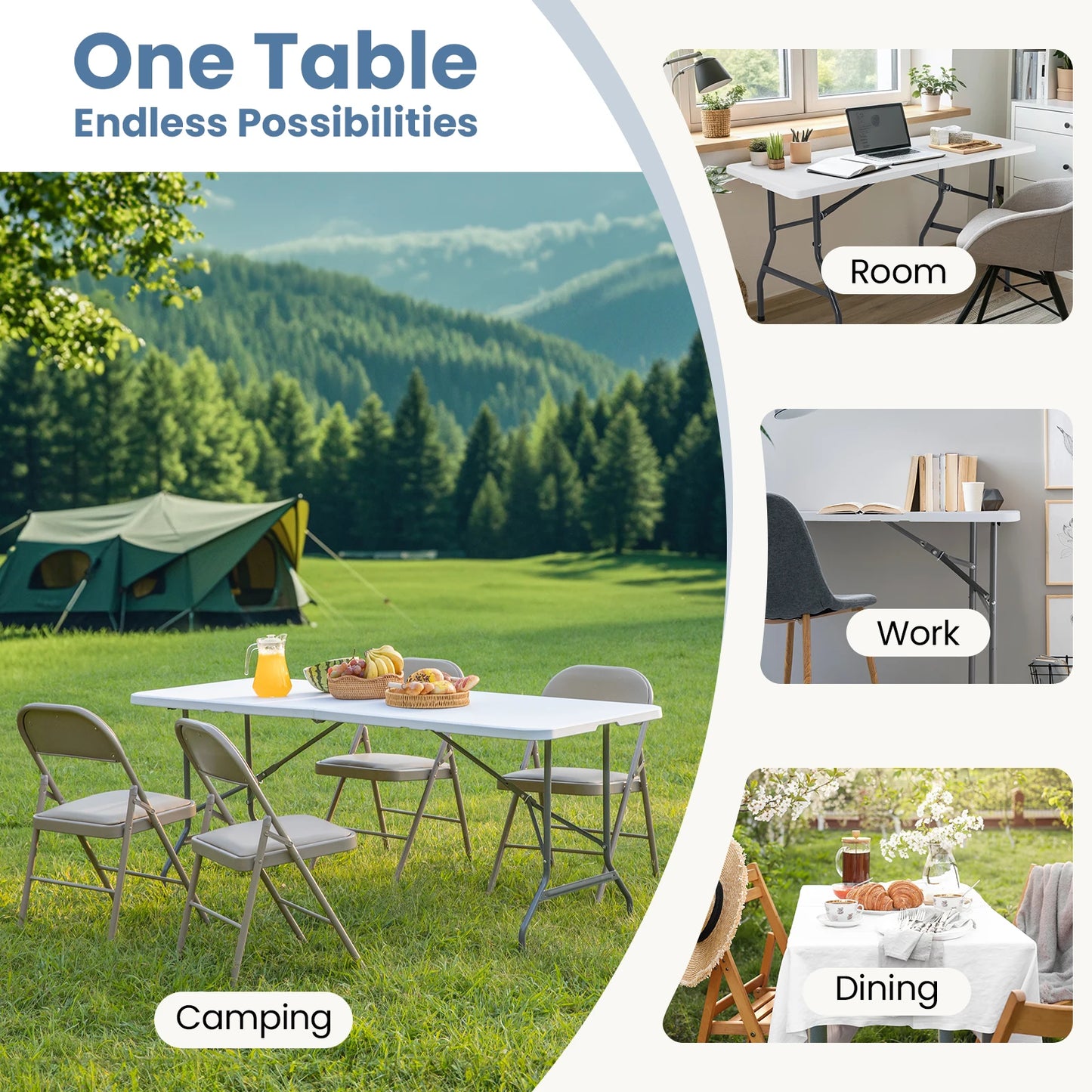 Heavy Duty Foldable Table with Carrying Handle