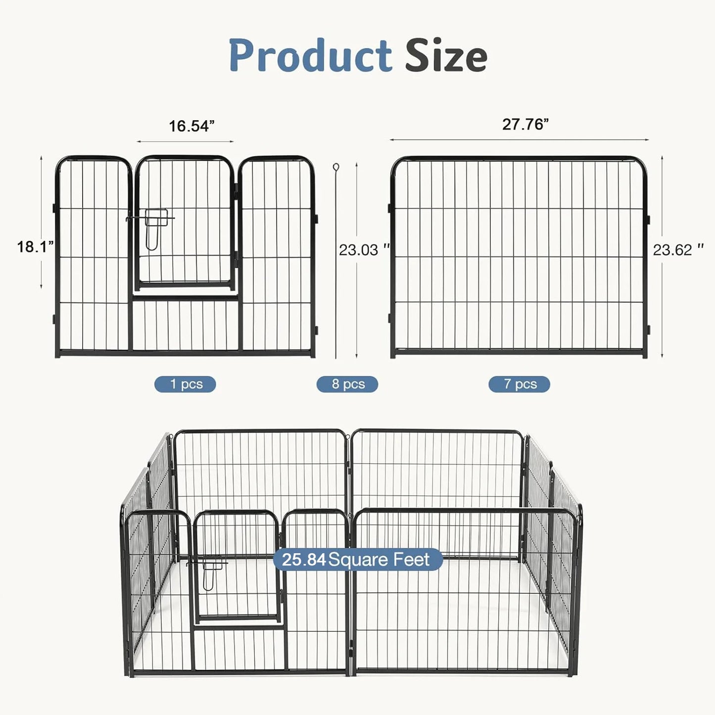 Dog Playpen  24 Inch to 32 Inch Foldable for Camping