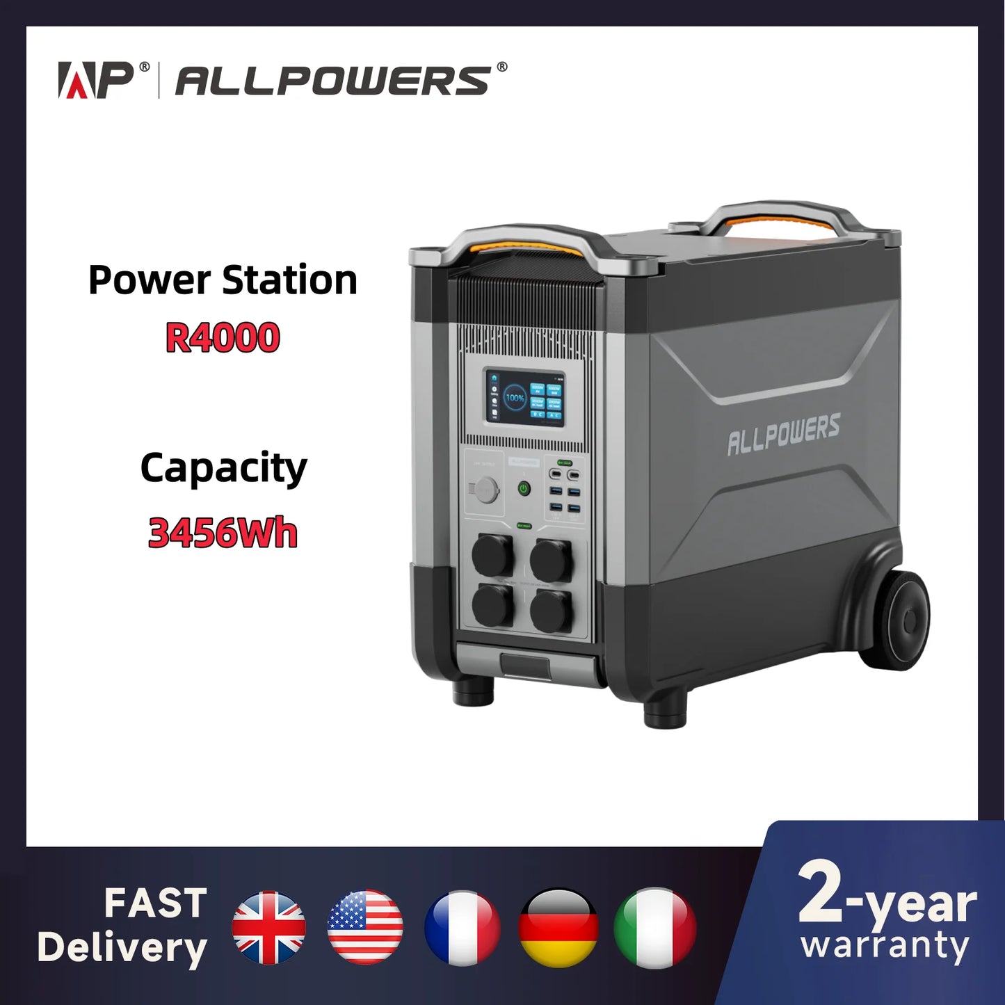 4000W Portable Generator, Battery for Power Outage
