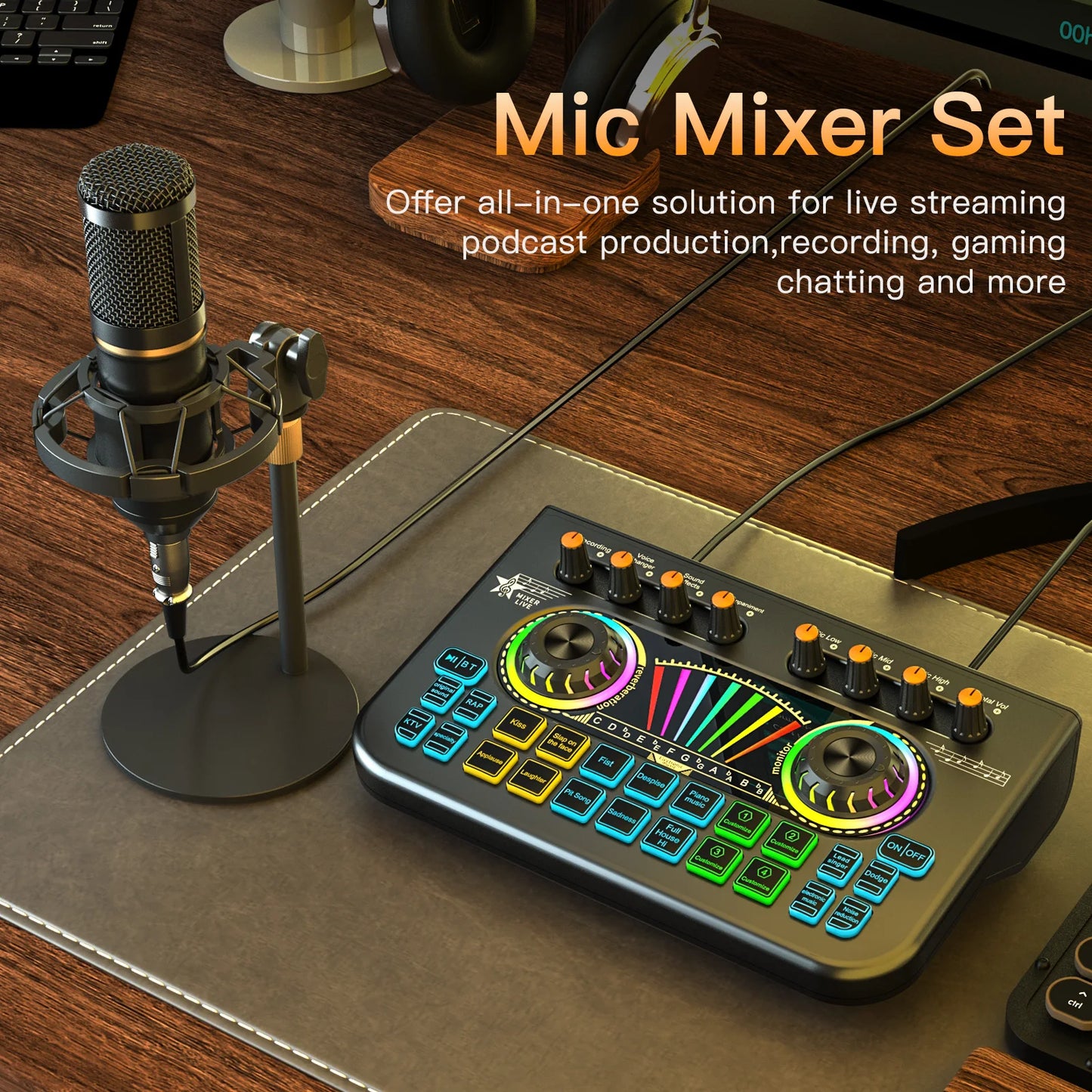 Podcast Equipment Bundle, Condenser Microphone for  Audio Mixer