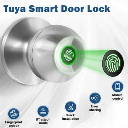Fingerprint Door Lock Knob, Keyless Entry Bluetooth Electronic