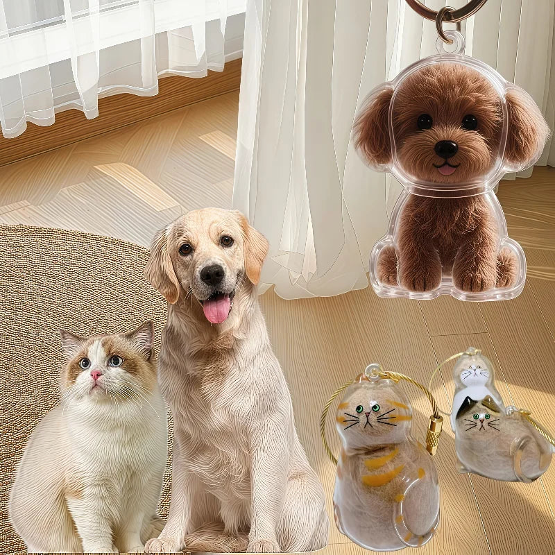Transparent Dog Hair Storage Container, Memorial Keychain