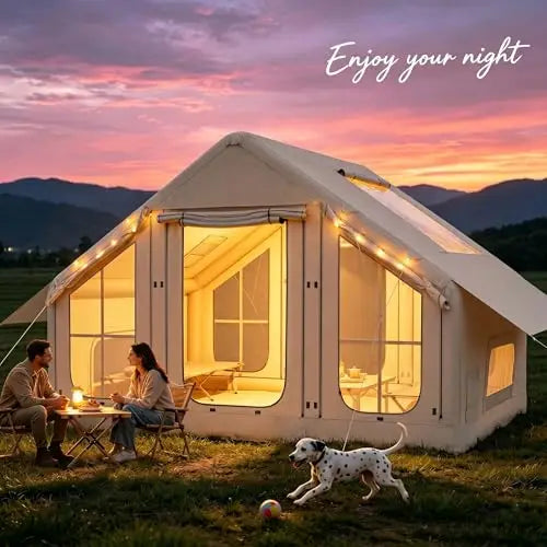 Inflatable Camping Tent With Skylight, Stove Jack
