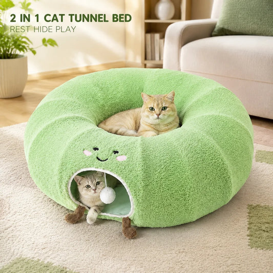 Convertible Cat Tunnel Bed With Hanging Ball