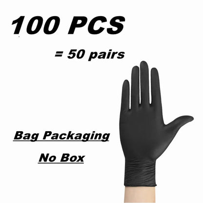 100PCS Black Nitrile Disposable Gloves Latex Free