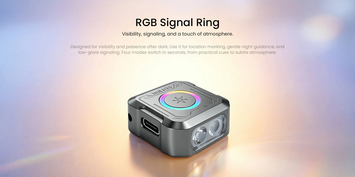 Pocket Flashlight RGB Signal Ring with UV Light