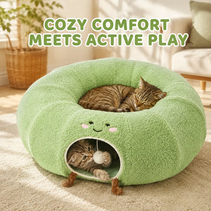 Convertible Cat Tunnel Bed With Hanging Ball