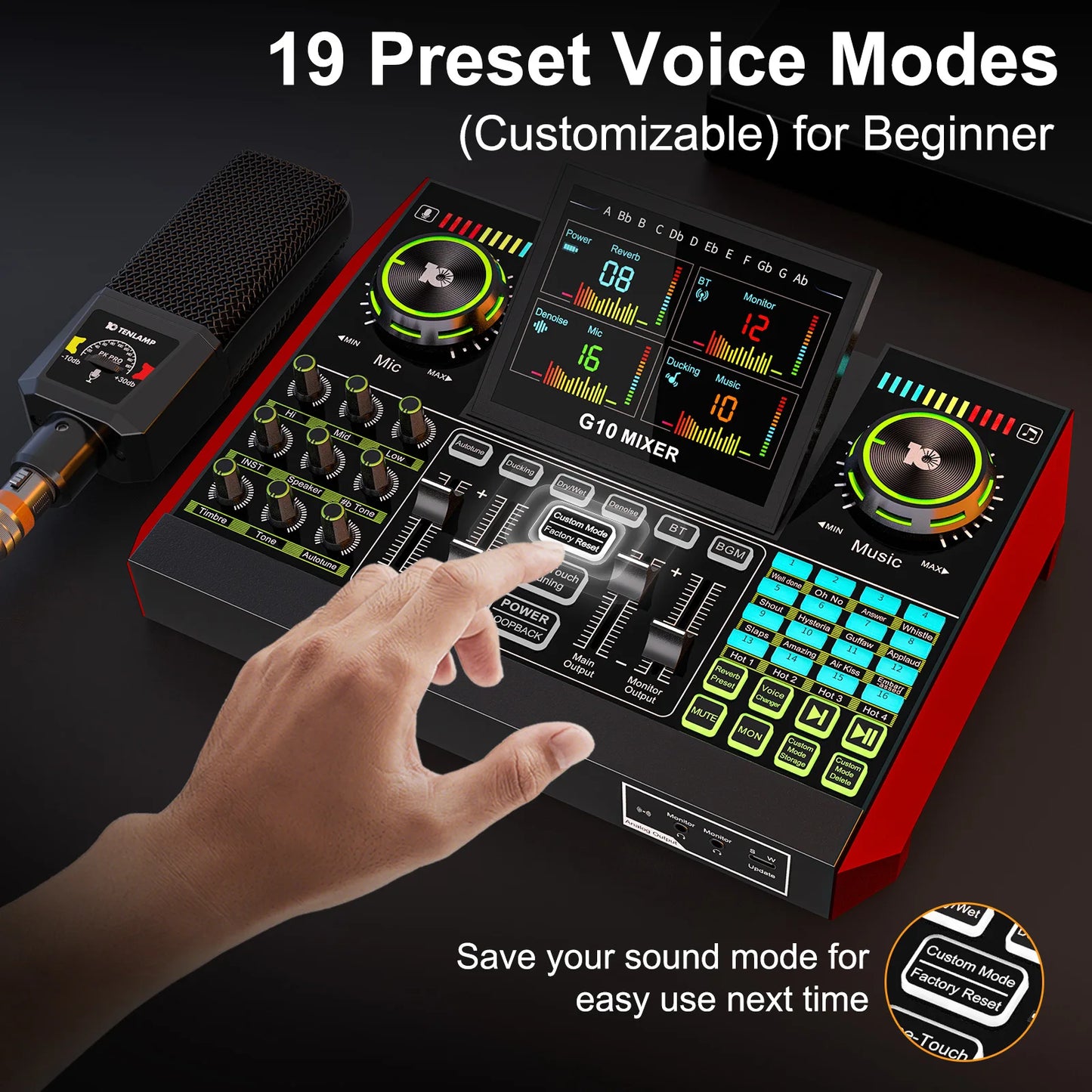 Podcast Equipment, 6 Channel with 3.5mm Microphone and Live Sound Card,