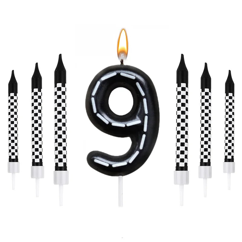 Birthday Candles Black White Checkered