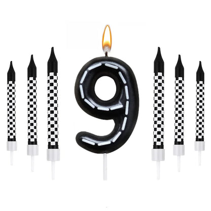 Birthday Candles Black White Checkered