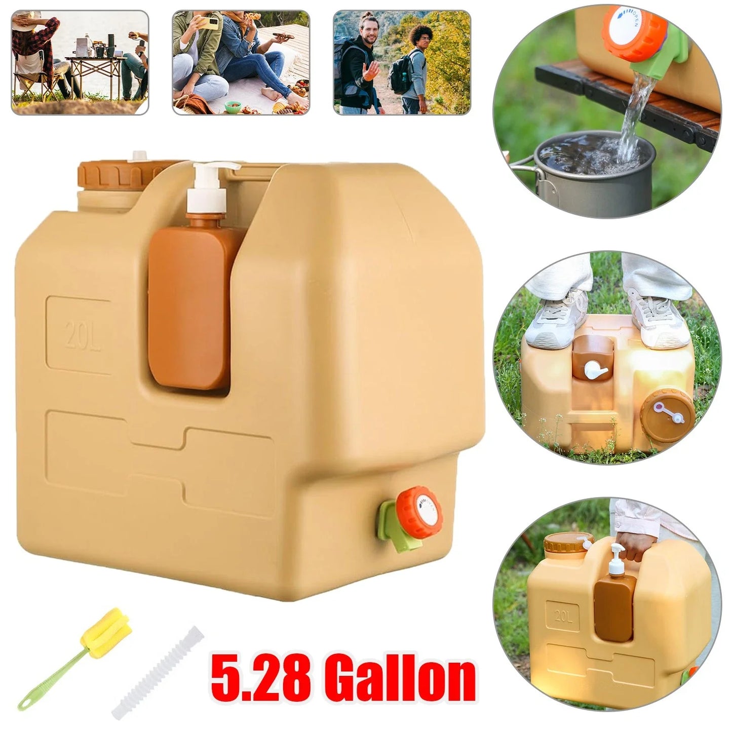Water Container, Portable Camping With Spigot