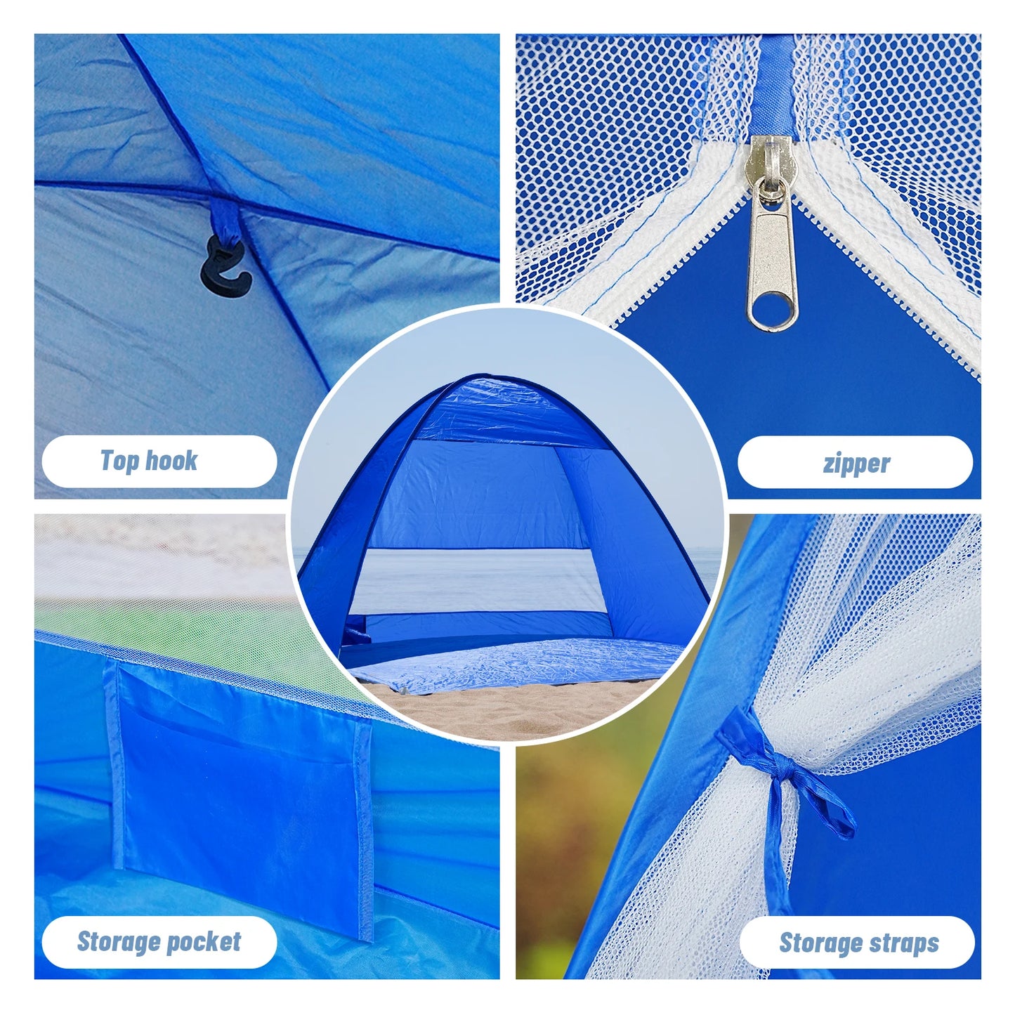 Pop-up beach tent, with handbag