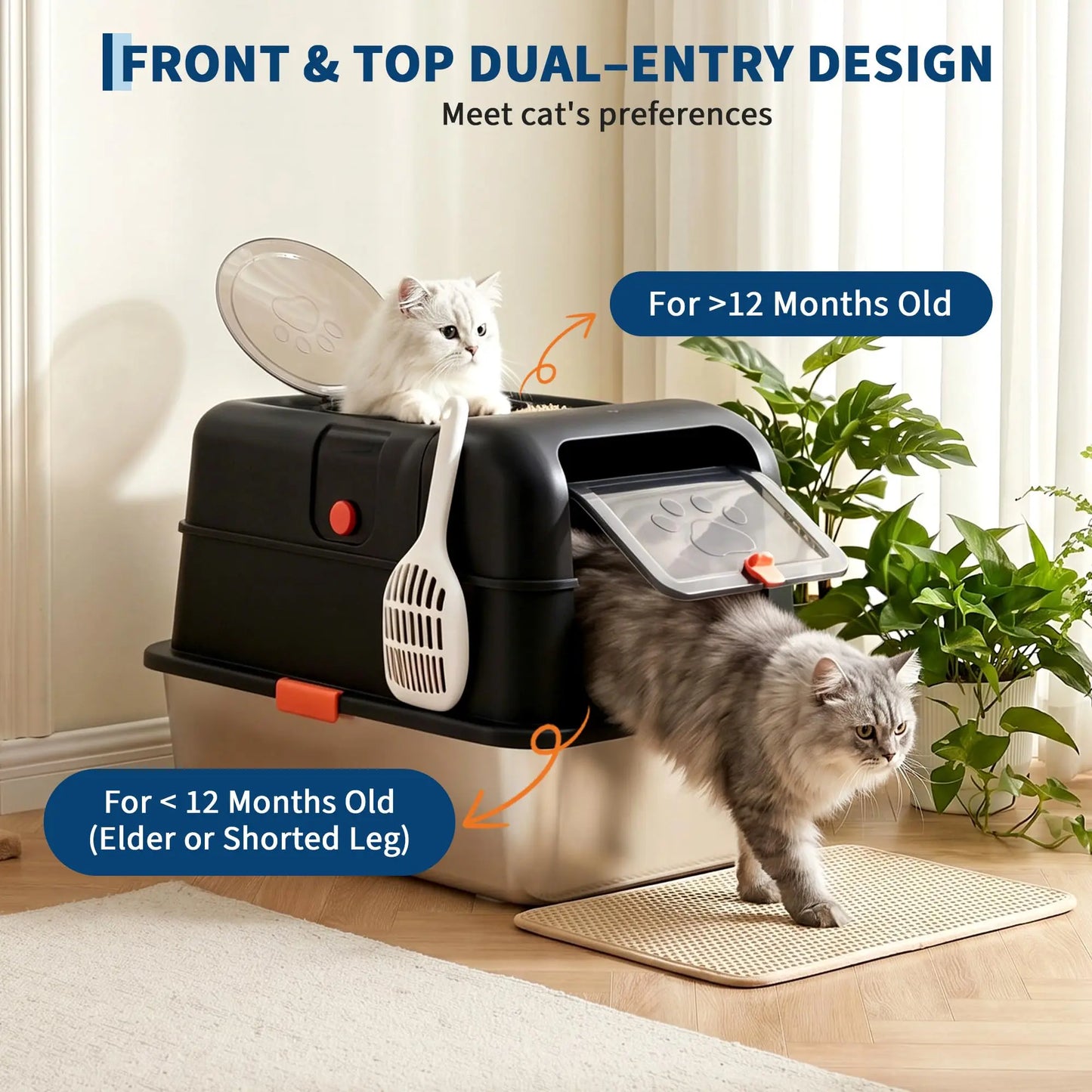 Enclosed Stainless Steel Litter Box With Lid