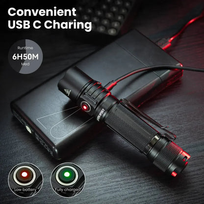 Flashlight, LED, USB C Rechargeable Torch