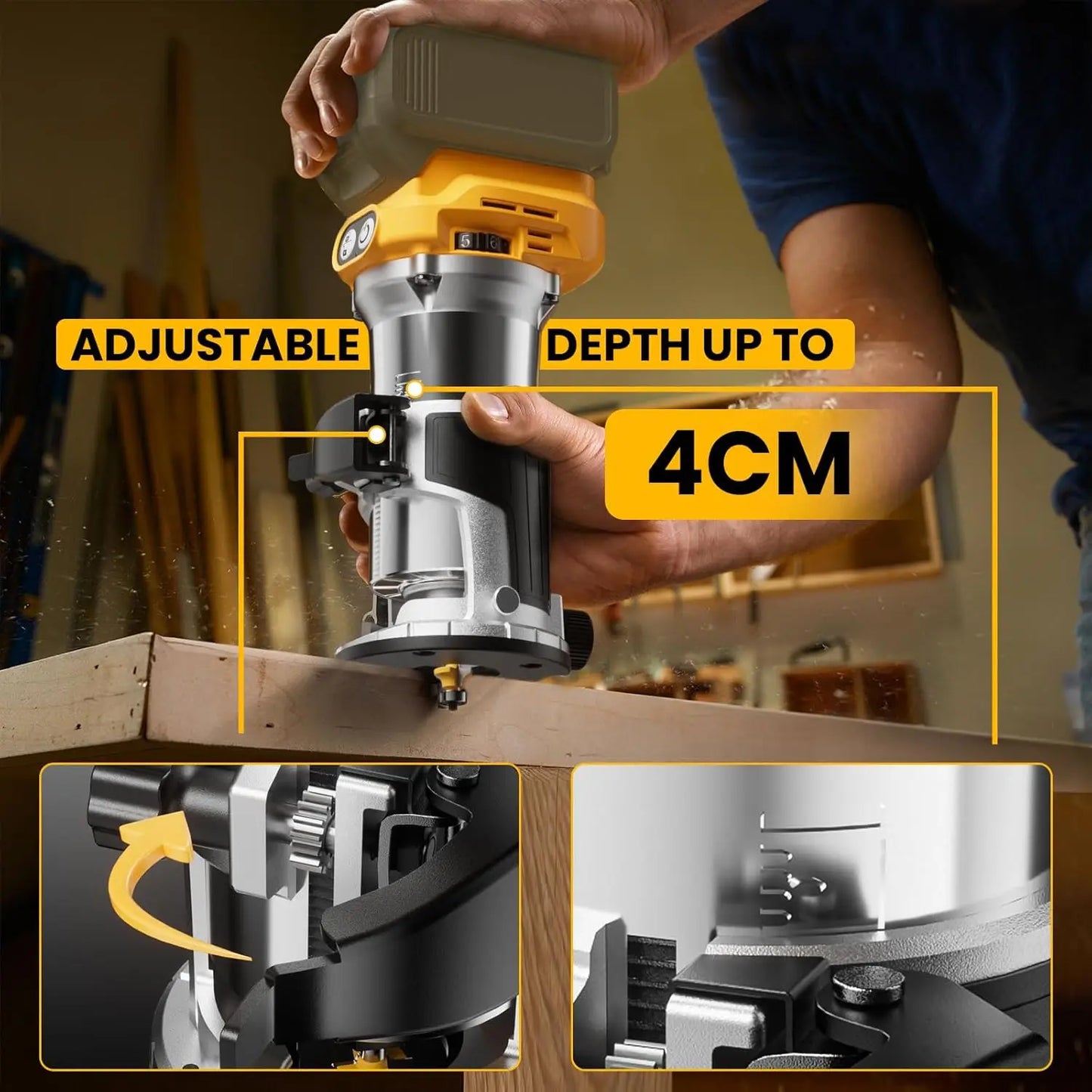 Cordless Compact Router, for Woodworking