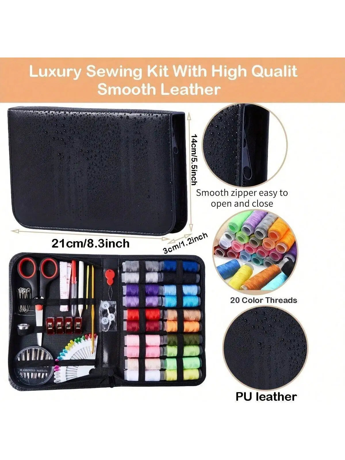 Portable Sewing Kit with Threads, Needles, Scissors