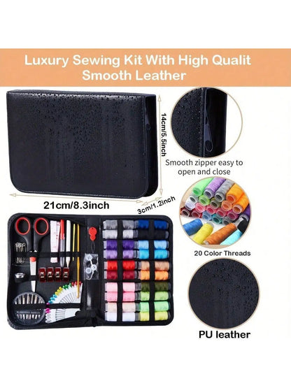 Portable Sewing Kit with Threads, Needles, Scissors