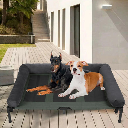 Raised Dog Bed with Cooling Breathable Mat and Soft Plush Mat