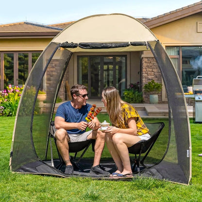 Pop Up  Black Mesh Gazebo With Peaked Roof