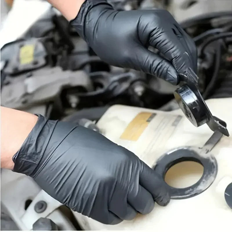 100PCS Black Nitrile Disposable Gloves Latex Free