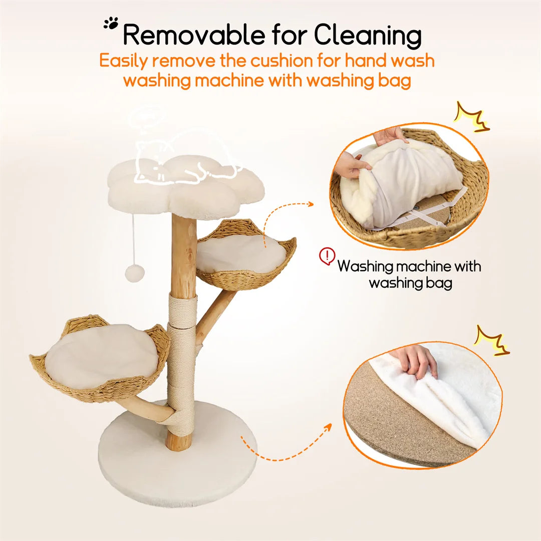 Cat Climbing Tree Solid Wood Activity Center
