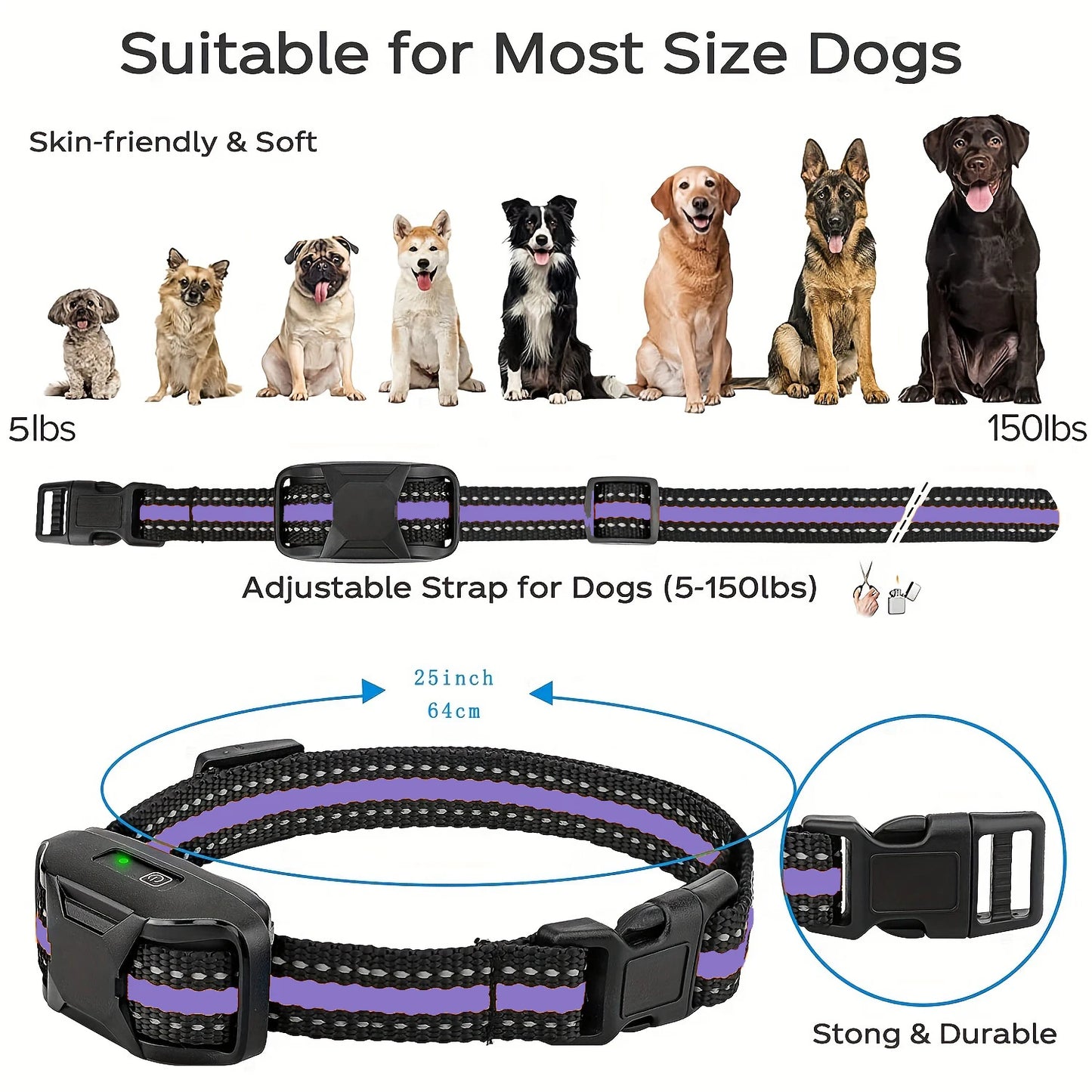 Electric Dog Training Collar For 5-120lbs Puppy