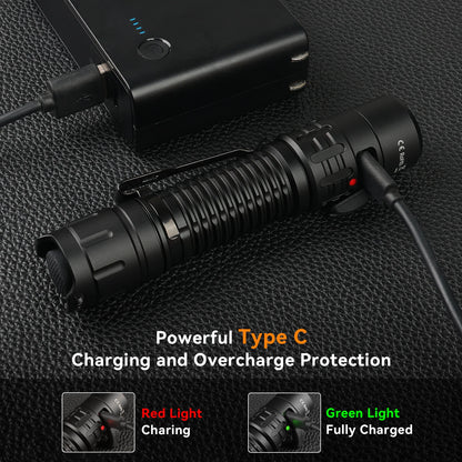 Tactical Flashlight, 2000 Lumens, Rechargeable Battery