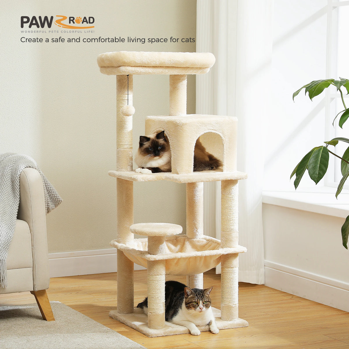 Cat Tree for Indoor Cats, 5-Level Cat Tower