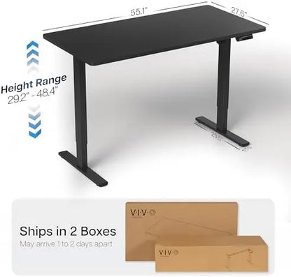 Electric 55 x 28 in Standing Desk, Memory Height Adjustment,