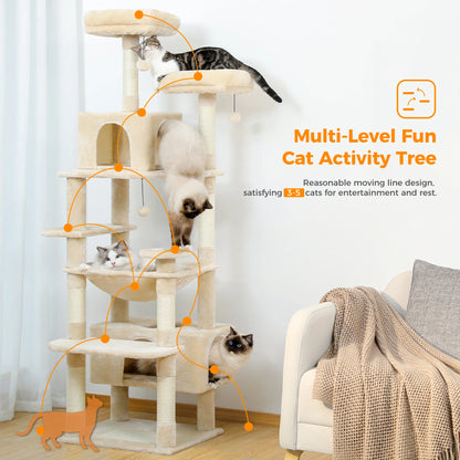 Cat Tree and Tower for Indoor Cats With Sisal-Covered Scratching Posts