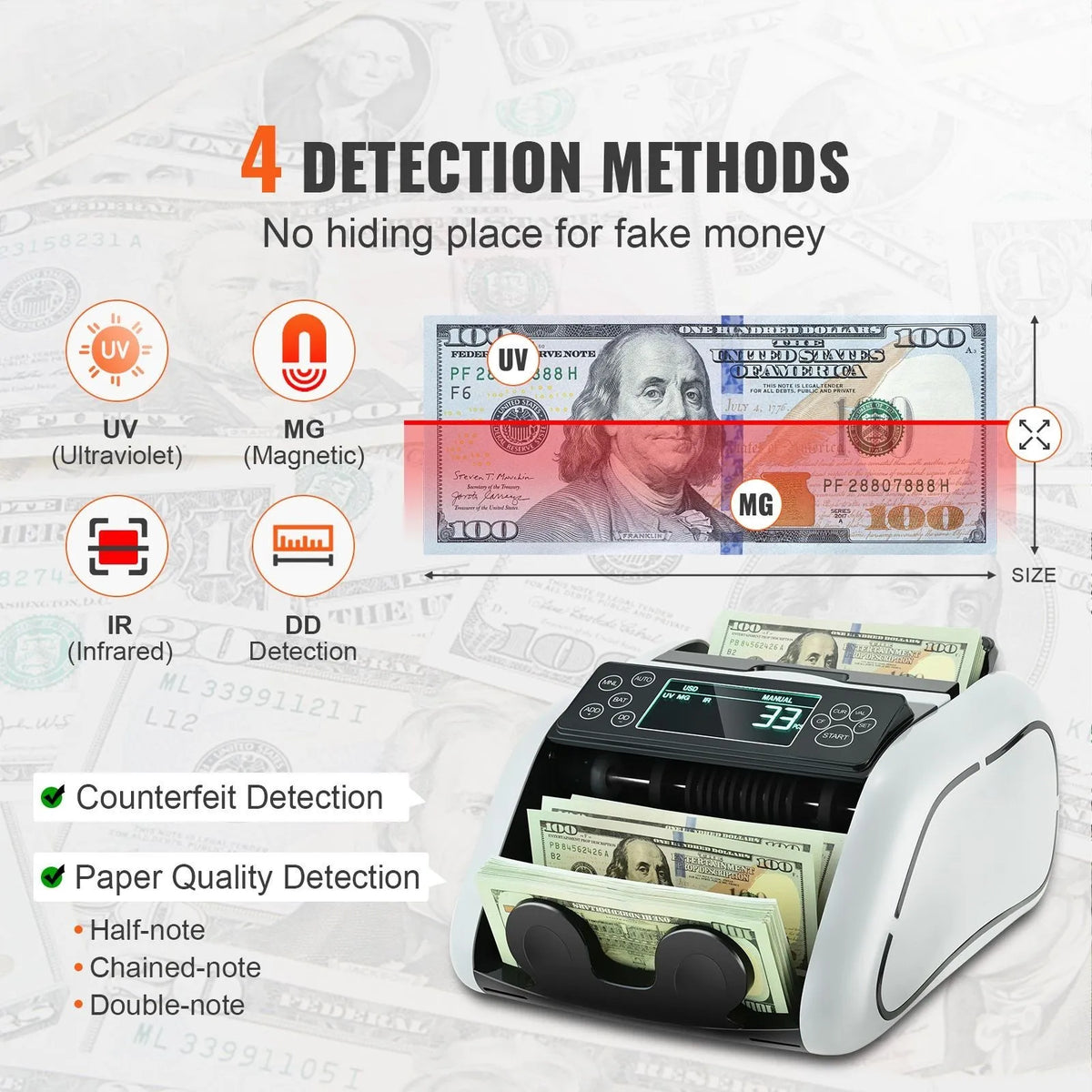 Money Counter Cash Register  Counterfeit Bill Detector