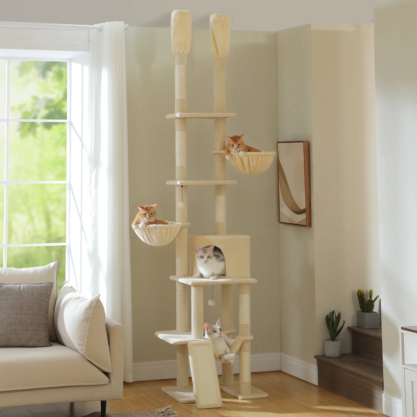 7 Tiers Cat Climbing Tree with Cozy Hammocks