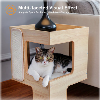 Cat Condo House Bed with Scratching Pad
